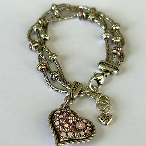Brighton Ladies Silver and Pink Rhinestone Cancer Bracelet